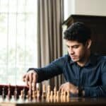a guy playing chess