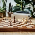 chessboard and pieces during the game at home